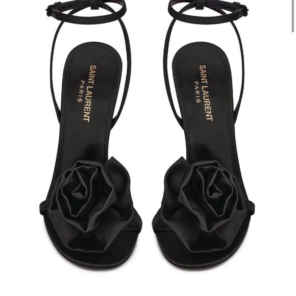 Saint Laurent Ivy Satin Flower Sandal 100 - Picture 5 of 6